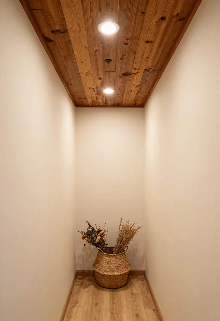 14 Wallpaper Ceiling Hallway Ideas That Make a Narrow Space Feel Taller - 9. Rustic Wood Paneling 1