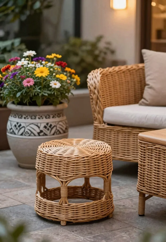 14 Wicker Patio Furniture Sets That Won't Fall Apart in Rain - 13. Understated Wicker Accent Pieces 1