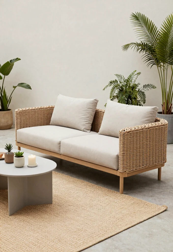 14 Wicker Patio Furniture Sets That Won't Fall Apart in Rain - 4. Minimalist Wicker Sofa Set 1