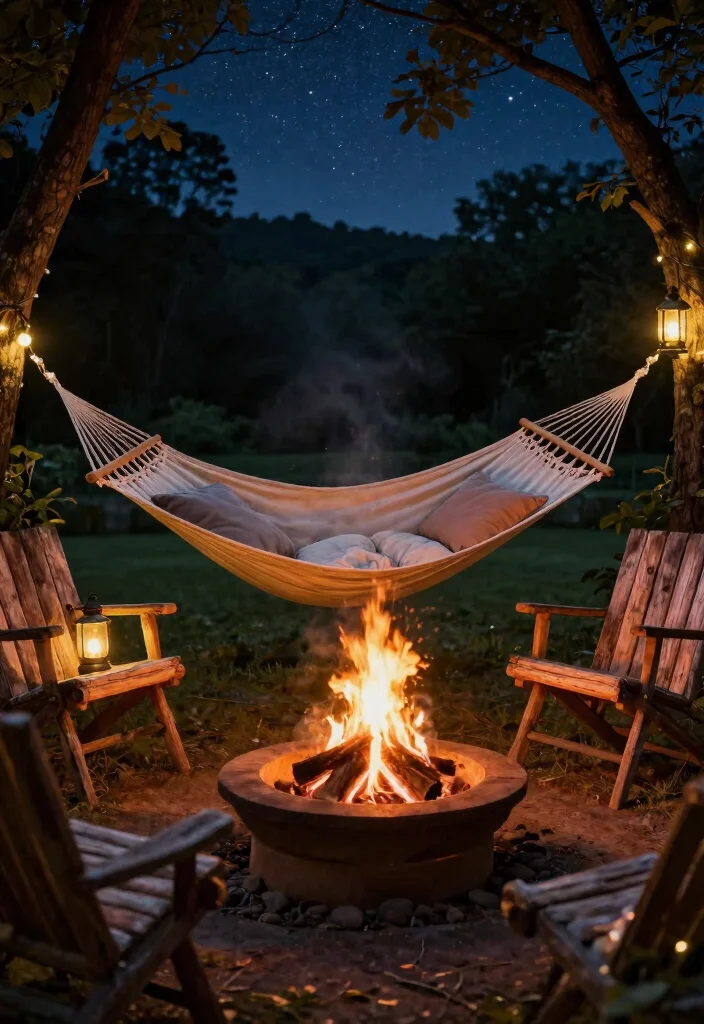 15 Backyard Hammock Ideas That Don't Need Two Perfect Trees - 6. Hammocks Over a Fire Pit 1