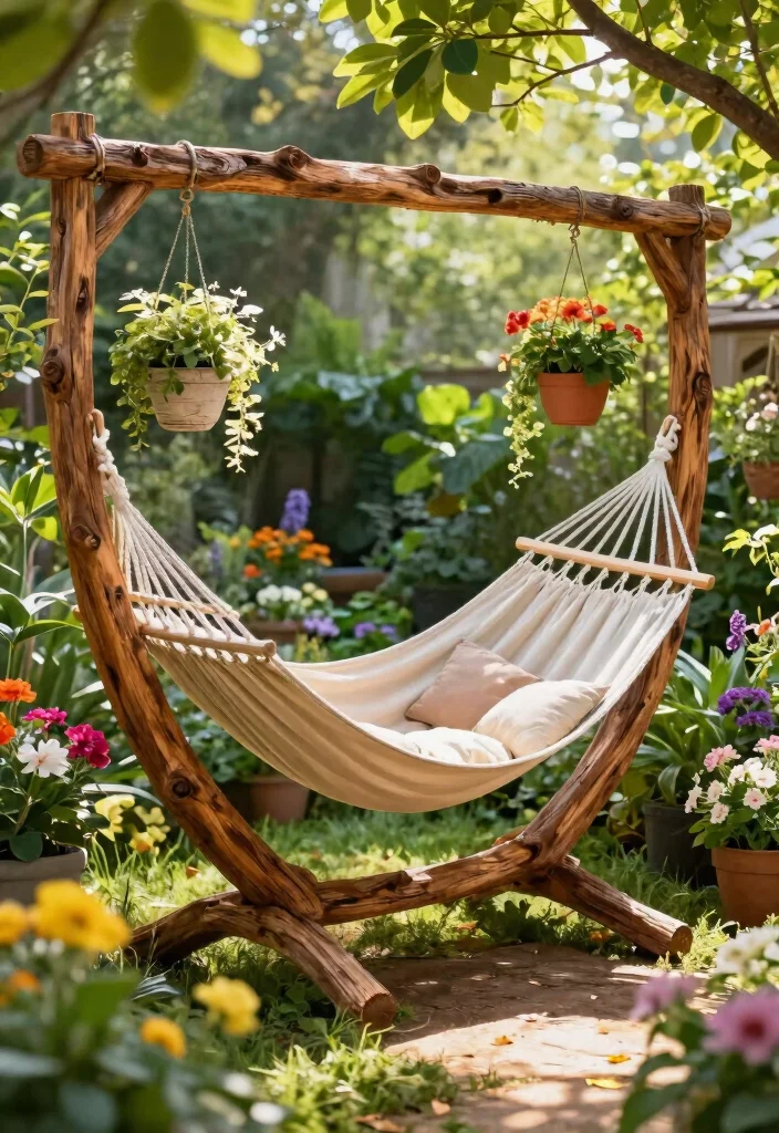 15 Backyard Hammock Ideas That Don't Need Two Perfect Trees - 7. DIY Hammock Garden 1