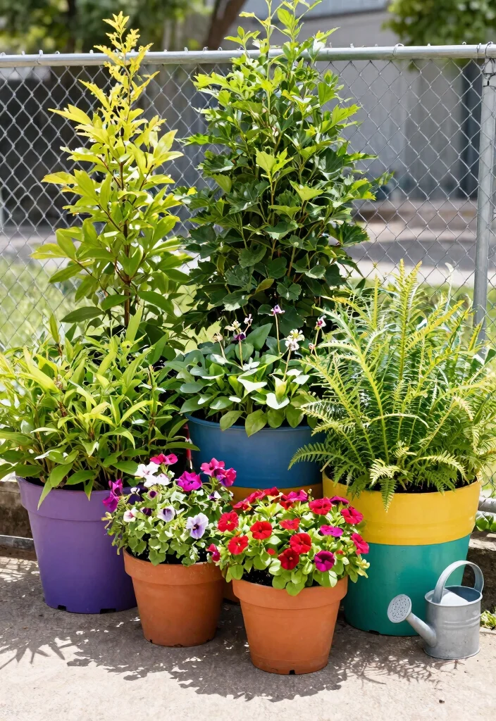 15 Chain Link Fence Ideas Cover Up Solutions for Renters Who Can't Replace - 4. Container Gardens 1