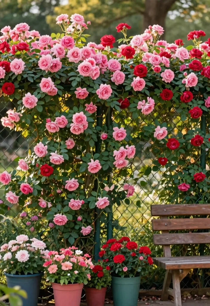 15 Chain Link Fence Ideas Cover Up Solutions for Renters Who Can't Replace - 7. Climbing Roses 1