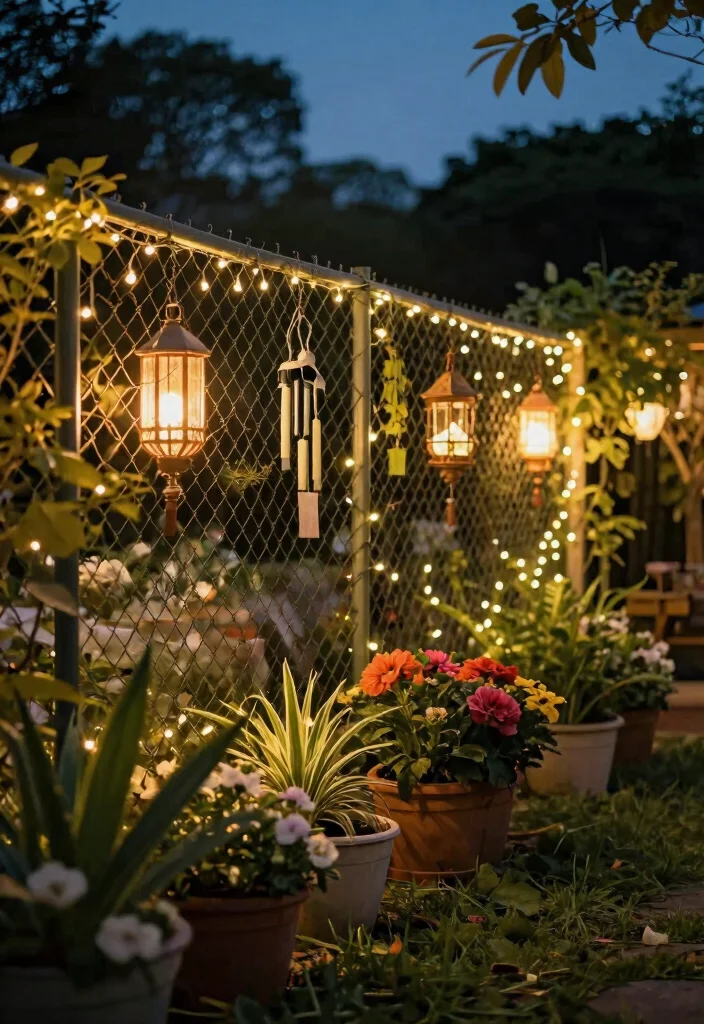 15 Chain Link Fence Ideas Cover Up Solutions for Renters Who Can't Replace - 8. String Lights and Decor 1