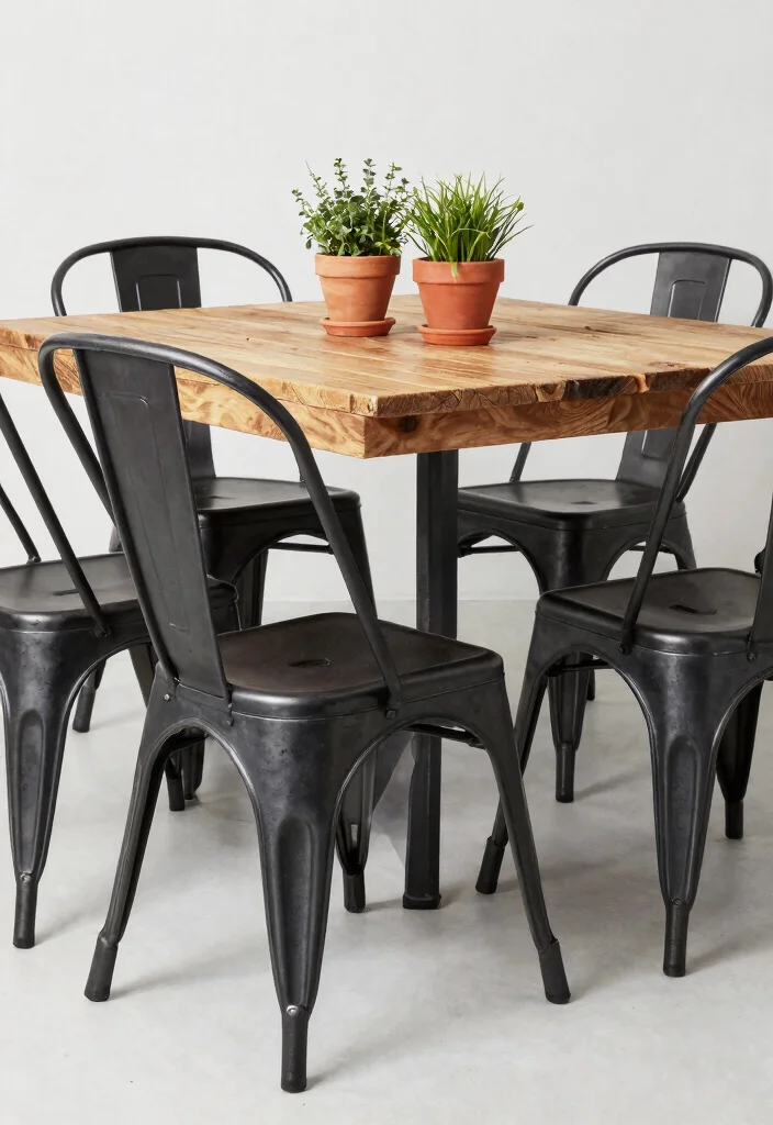 15 Farmhouse Dining Chairs on a Budget That Look Expensive - 5. Metal Industrial Chairs 1
