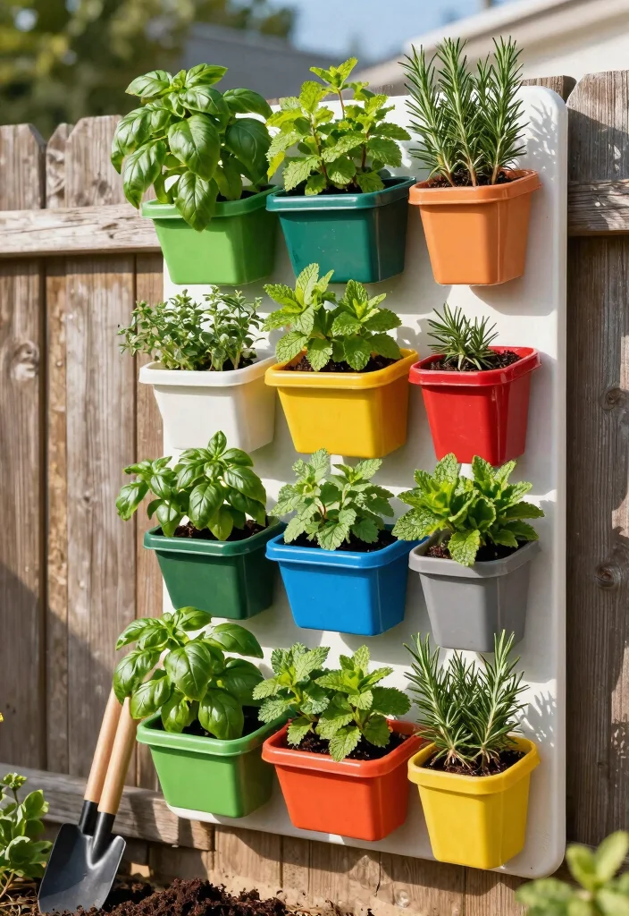 15 Garden Wall Planter Ideas That Hide Ugly Fences - 3. Vertical Herb Garden 1