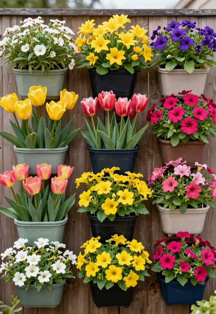 15 Garden Wall Planter Ideas That Hide Ugly Fences - 9. Seasonal Flower Rotations 1