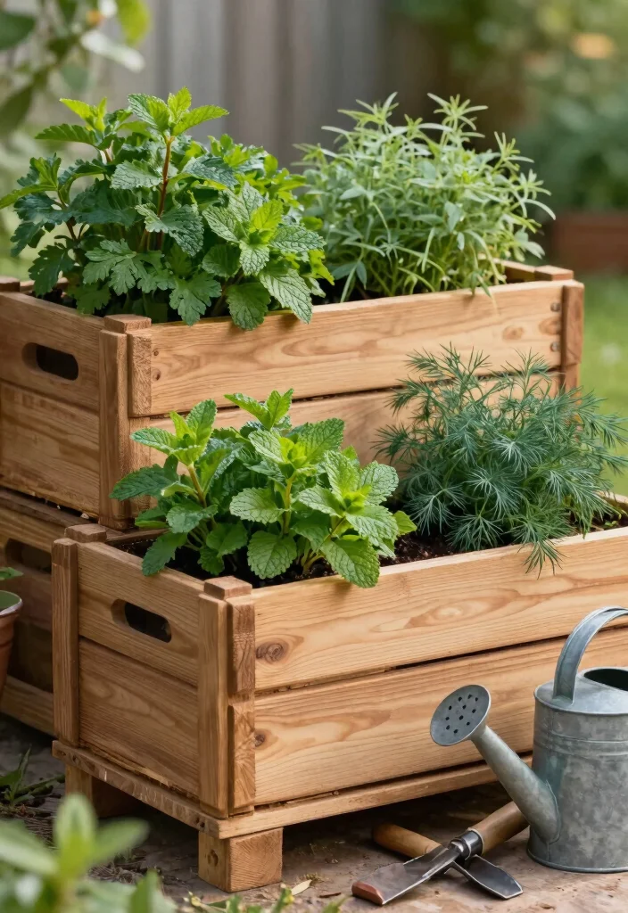 15 Herb Planter Box Ideas That Drain Well and Don't Rot - 1. Stacked Wooden Planters 1