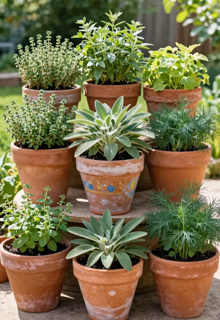 15 Herb Planter Box Ideas That Drain Well and Don't Rot - 10. Terracotta Pot Stack 1