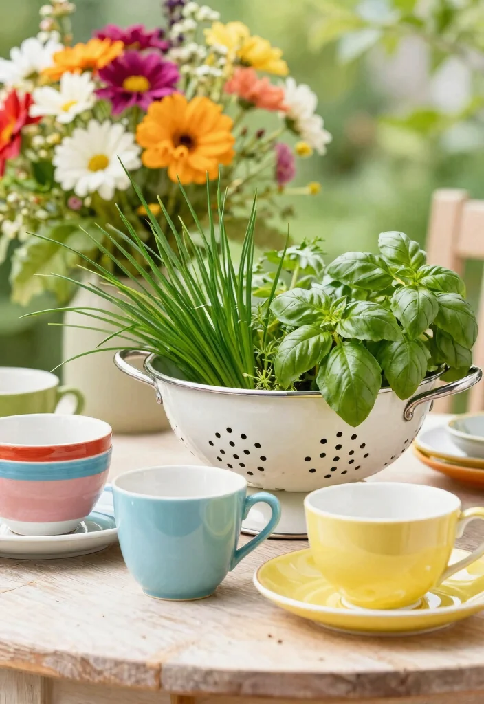 15 Herb Planter Box Ideas That Drain Well and Don't Rot - 13. Upcycled Kitchenware 1