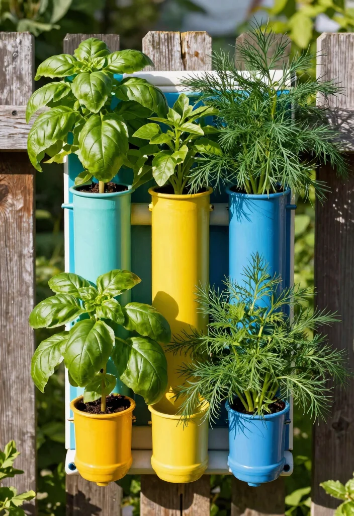 15 Herb Planter Box Ideas That Drain Well and Don't Rot - 14. Vertical PVC Planter 1