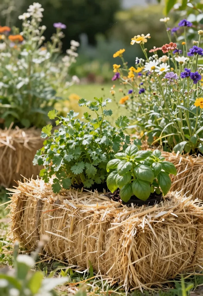 15 Herb Planter Box Ideas That Drain Well and Don't Rot - 15. Eco-friendly Straw Bales 1