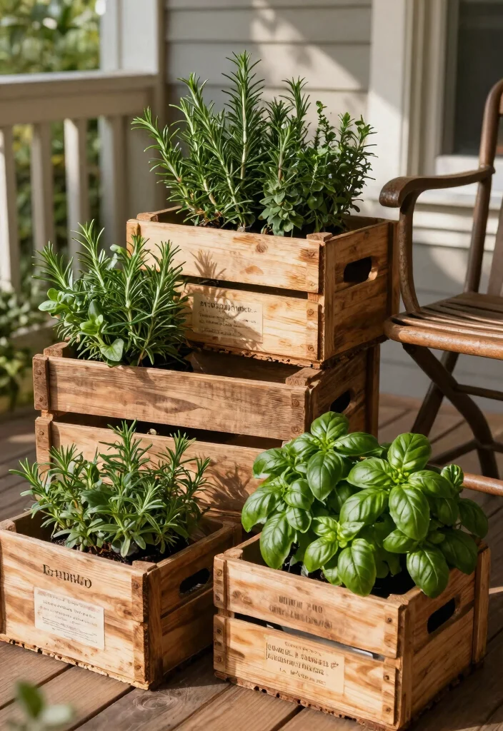 15 Herb Planter Box Ideas That Drain Well and Don't Rot - 7. Recycled Wine Crates 1