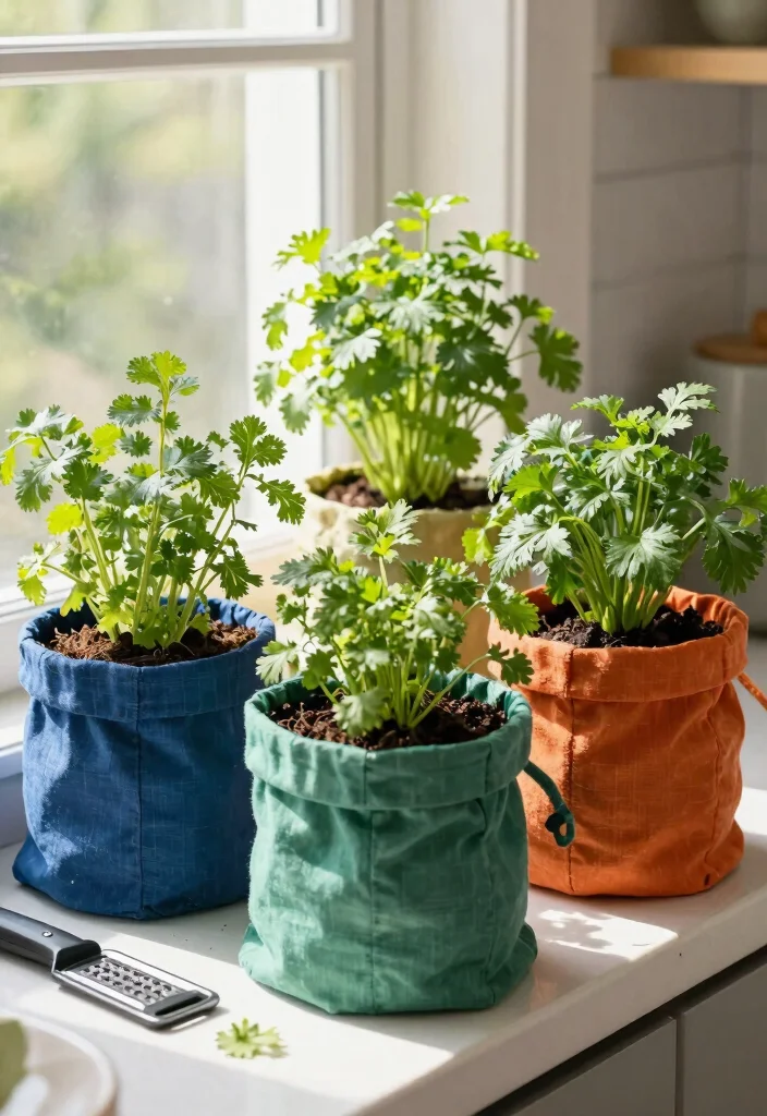 15 Herb Planter Box Ideas That Drain Well and Don't Rot - 8. Fabric Grow Bags 1