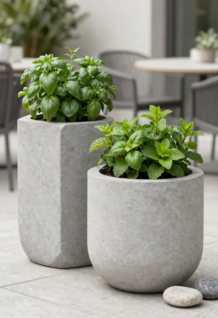 15 Herb Planter Box Ideas That Drain Well and Don't Rot - 9. DIY Concrete Planters 1