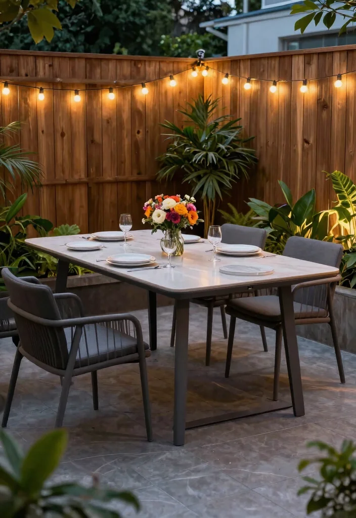 15 Outdoor Dinner Table Ideas That Seat More Without Taking Up Space - 1. Floating Dining Table 1