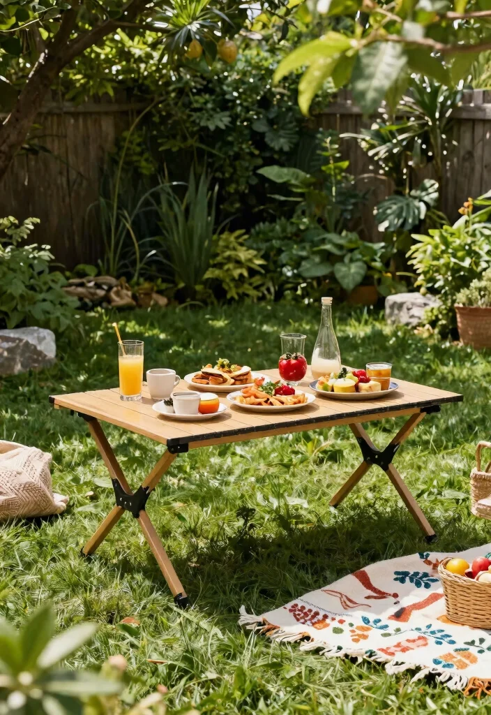 15 Outdoor Dinner Table Ideas That Seat More Without Taking Up Space - 10. Portable Outdoor Tables 1