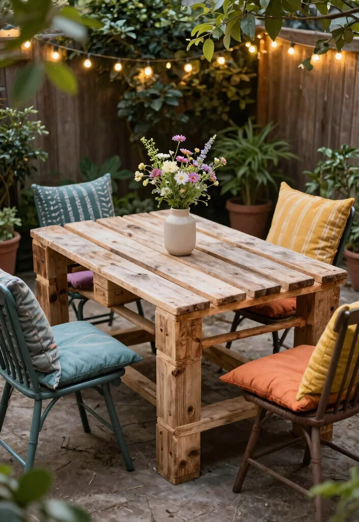 15 Outdoor Dinner Table Ideas That Seat More Without Taking Up Space - 12. DIY Pallet Table 1