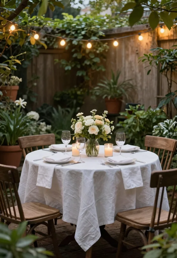 15 Outdoor Dinner Table Ideas That Seat More Without Taking Up Space - 14. Garden Party Table Settings 1