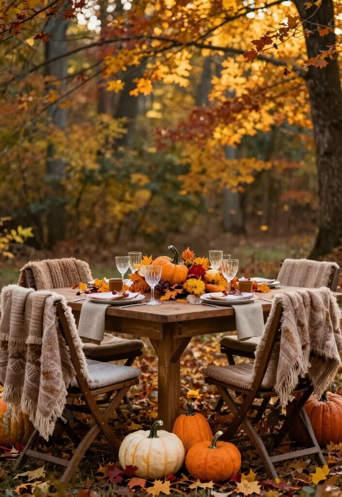 15 Outdoor Dinner Table Ideas That Seat More Without Taking Up Space - 15. Seasonal Decor Themes 1