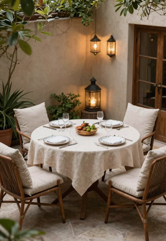 15 Outdoor Dinner Table Ideas That Seat More Without Taking Up Space - 3. Round Tables 1