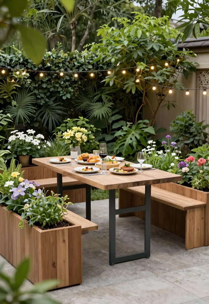15 Outdoor Dinner Table Ideas That Seat More Without Taking Up Space - 6. Multi-functional Garden Tables 1
