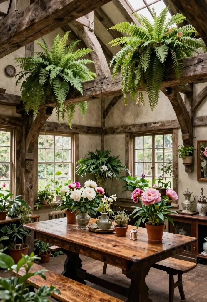 15 Vaulted Ceiling Beams Ideas That Make Low Ceilings Feel Taller - 14. Vintage Beams for a Timeless Look 1