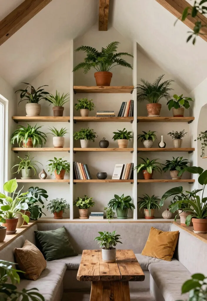 15 Vaulted Ceiling Beams Ideas That Make Low Ceilings Feel Taller - 6. Beams with Integrated Shelving 1