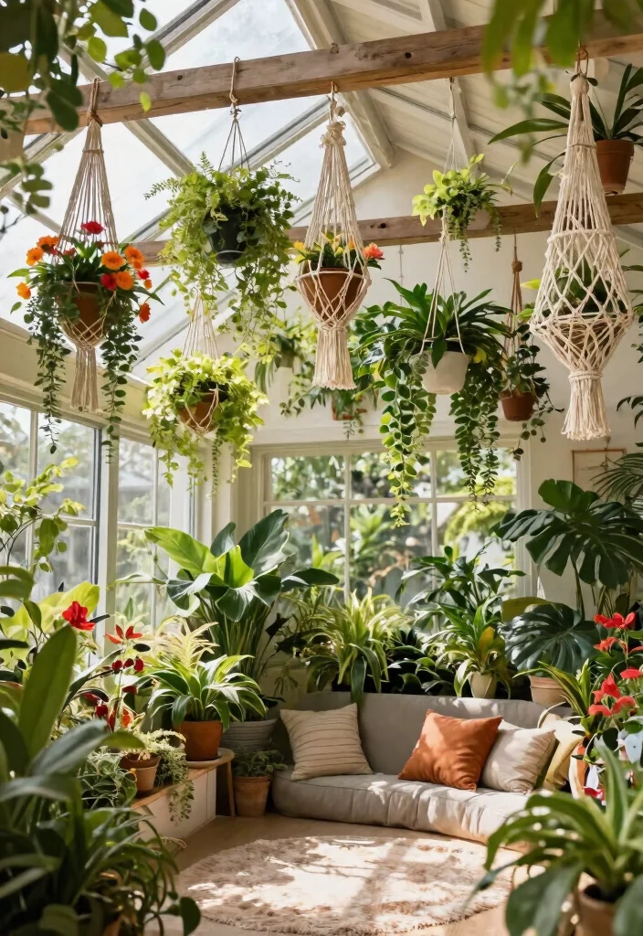 15 Vaulted Ceiling Beams Ideas That Make Low Ceilings Feel Taller - 7. Beams with Hanging Gardens 1