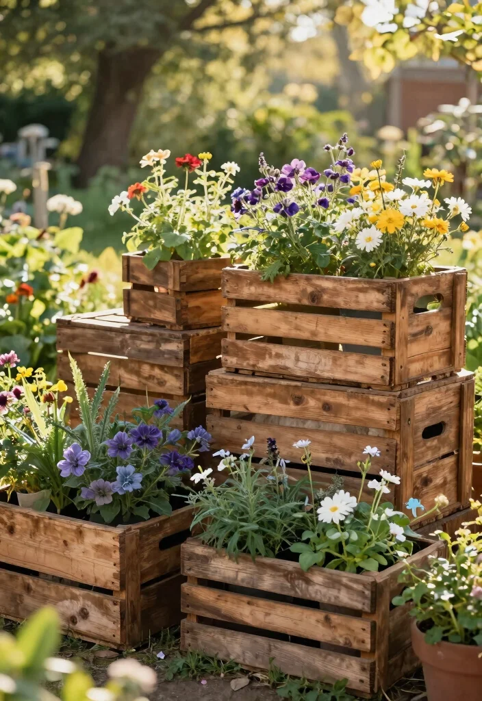 18 Raised Garden Bed Ideas That Don't Need Carpentry Skills - 12. Wooden Crates 1