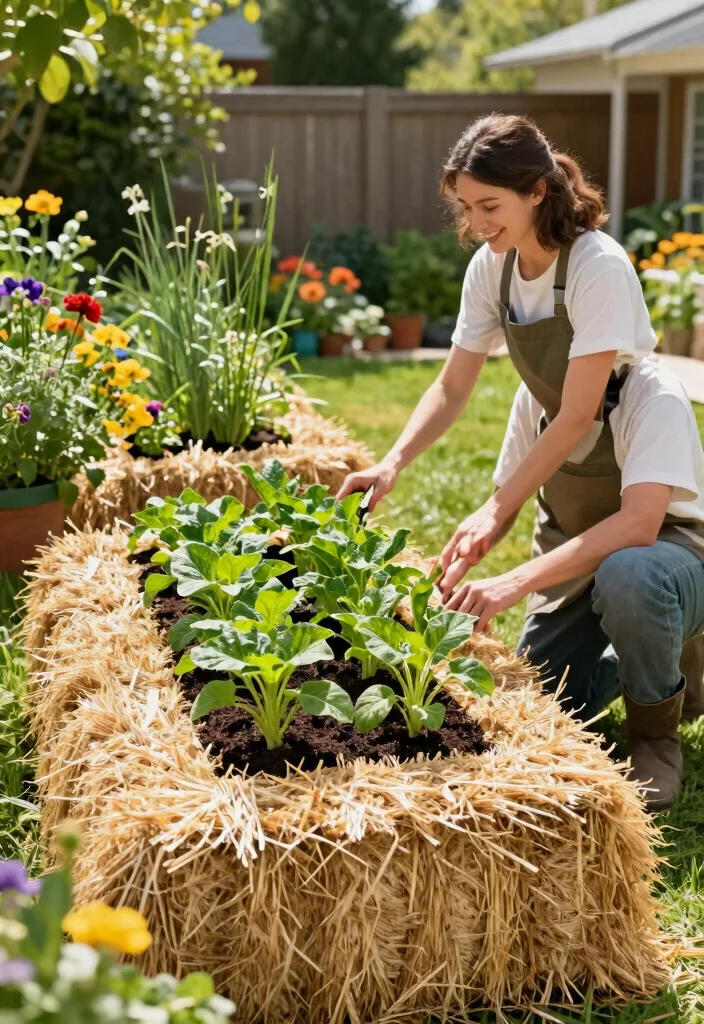 18 Raised Garden Bed Ideas That Don't Need Carpentry Skills - 6. Straw Bale Gardening 1