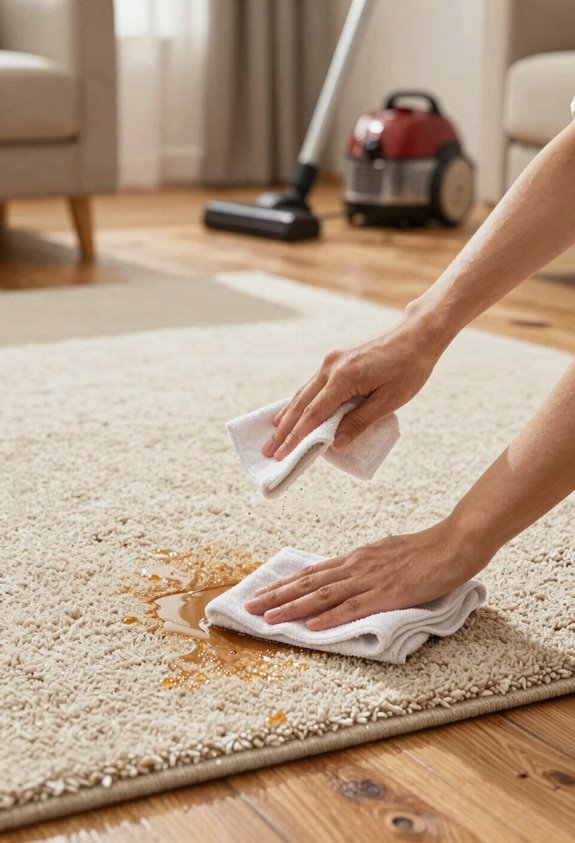 10 Tips for Cleaning Floors With Rugs 3 blot spills promptly to prevent stains