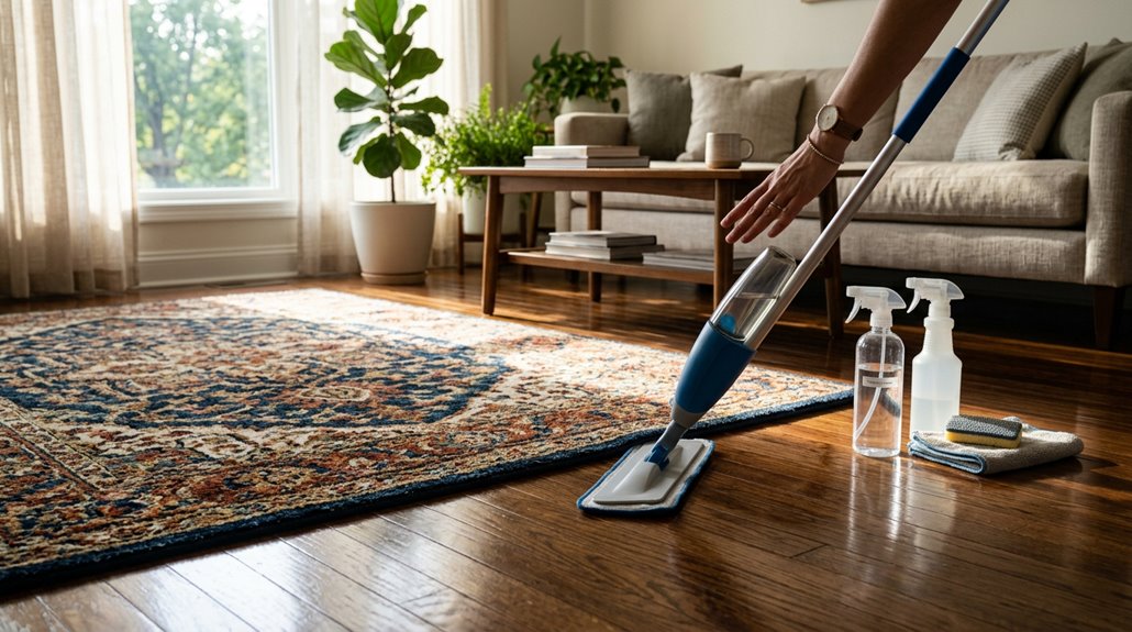 cleaning floors with area rugs tips