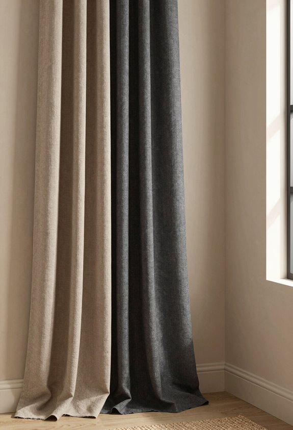 7 Curtain Colors That Complement Beige Walls 2 light dark layered curtains contrast
