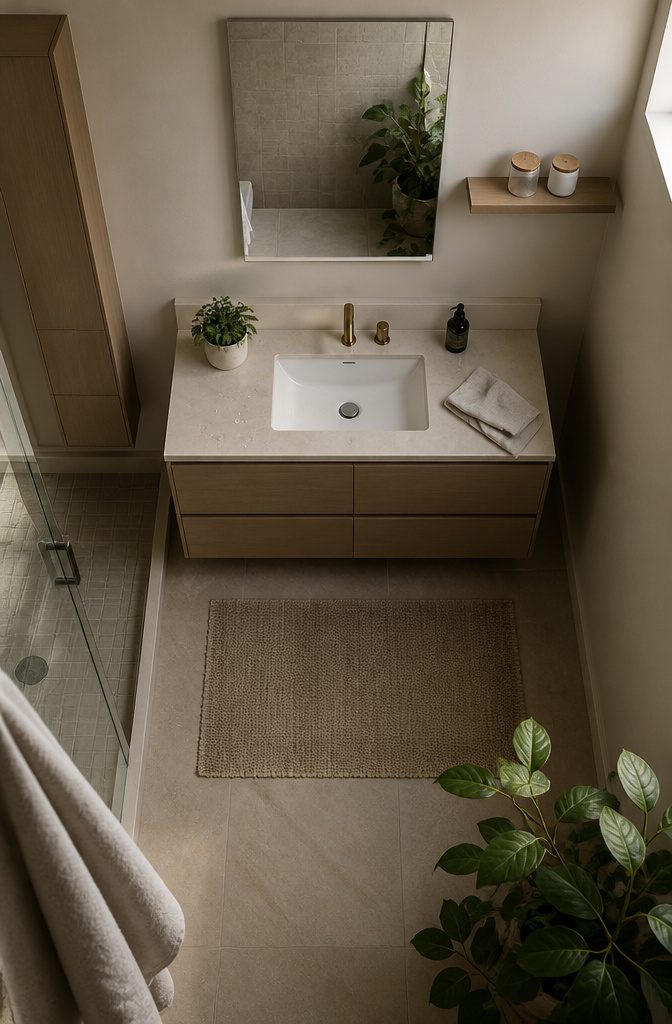 18 Ways to Style a Modern Bathroom 4 Mirrored medicine cabinet above a vanity with closed storage