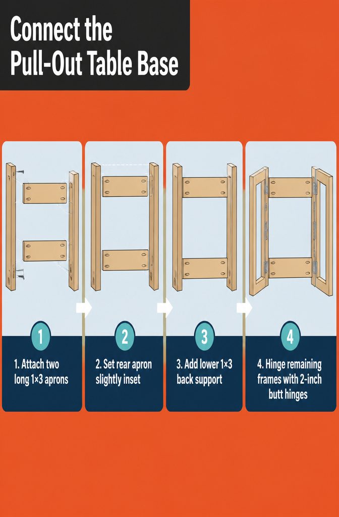 Table base with apron boards and hinged side frames