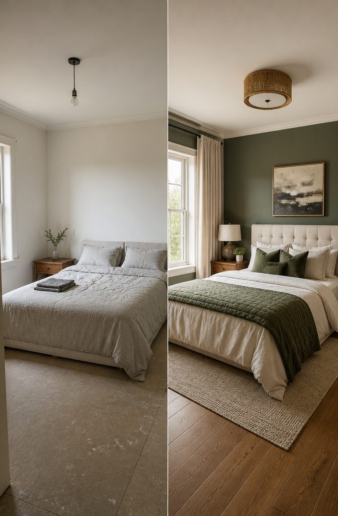 How to Design a Bedroom: 6 Steps from Measuring to Finishing 10 Bedroom with soft blue walls, pale bedding, and light-colored furnishings