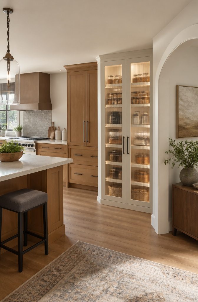 11 End Corner Kitchen Cabinet Ideas That Maximize Space 6 A corner pantry cabinet designed for vertical storage of kitchen items.