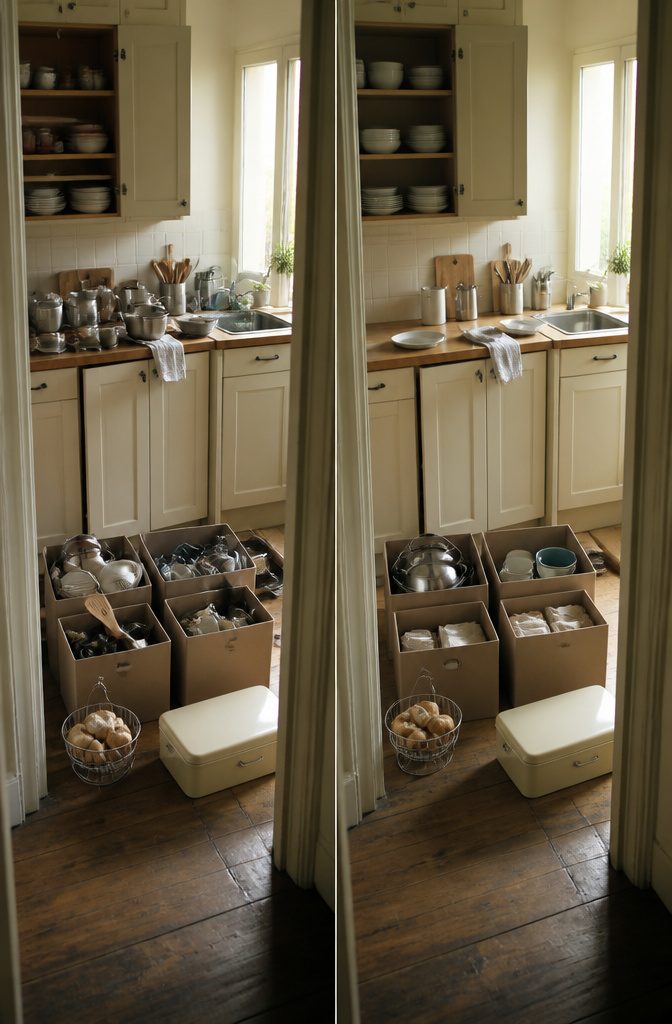 12 Ways to Organize a Small Kitchen That Actually Work 2 Kitchen counters and cabinets with a few everyday items arranged neatly