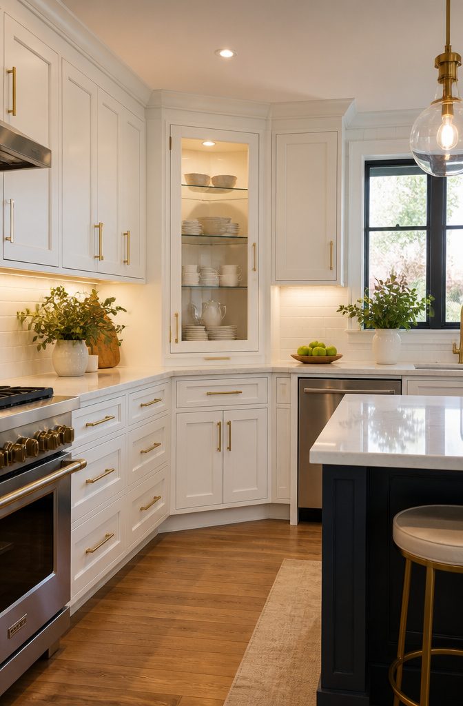 11 End Corner Kitchen Cabinet Ideas That Maximize Space 5 A diagonal corner cabinet at a 45° angle enhancing kitchen design.