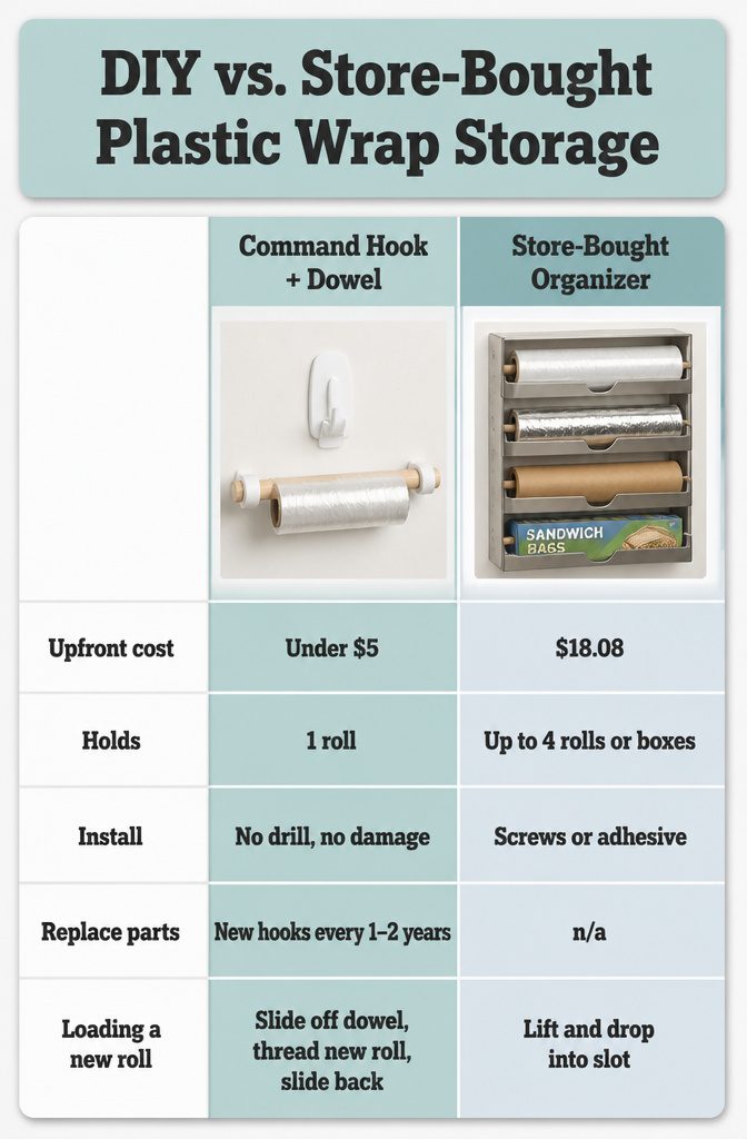 10 Plastic Wrap Storage Ideas for Organized Kitchens in 2026 13 A side-by-side comparison of DIY and store-bought plastic wrap storage solutions.