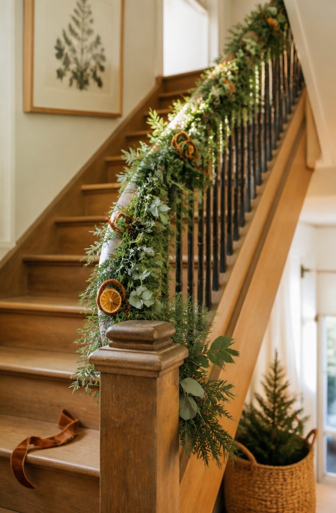 Garland combining twisted pipe cleaners and overlapping faux evergreen strands