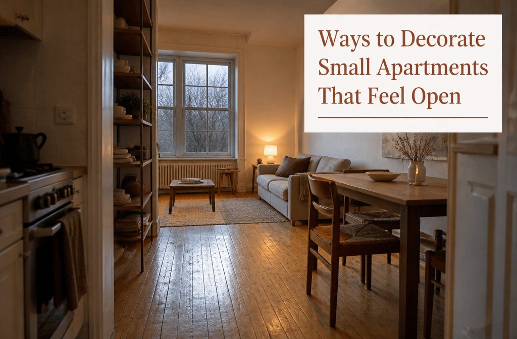 Small apartment living room with a sofa compact table and pale walls