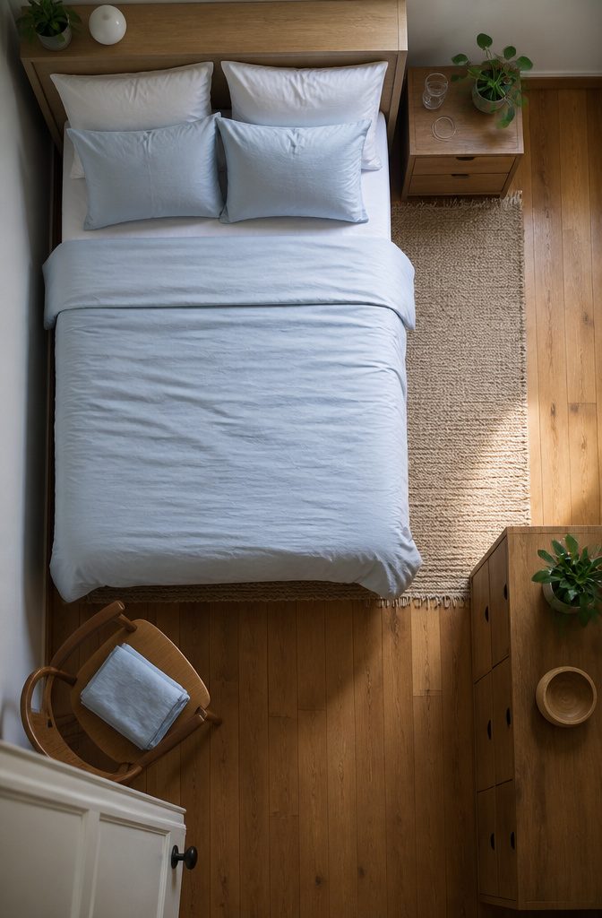 How to Tidy Your Room: 9 Steps to a Clean Bedroom 6 Bedroom bed with covers being arranged for a tidy room