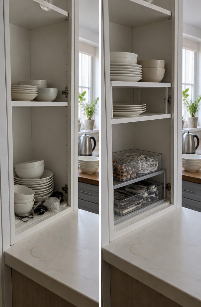 10 Ways to Organize Small Spaces That Actually Work 7 Clear plastic drawer organizers holding small household items in separate compartments