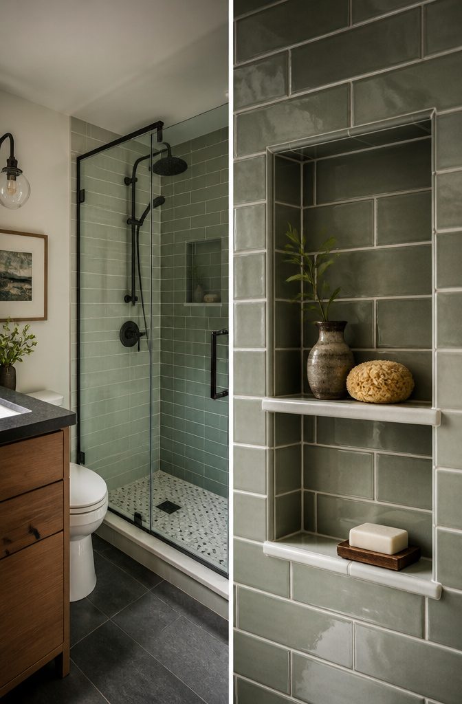 10 Small Bathroom Shower Ideas for 2026 Renovations 13 Oversized porcelain tiles cover the walls of a small shower.