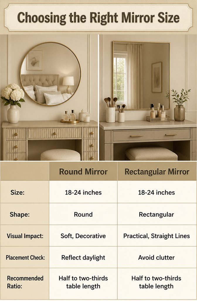 8 Dressing Table Ideas for Bedrooms: Styles for 2026 11 A dressing table with a mirror that matches its length.