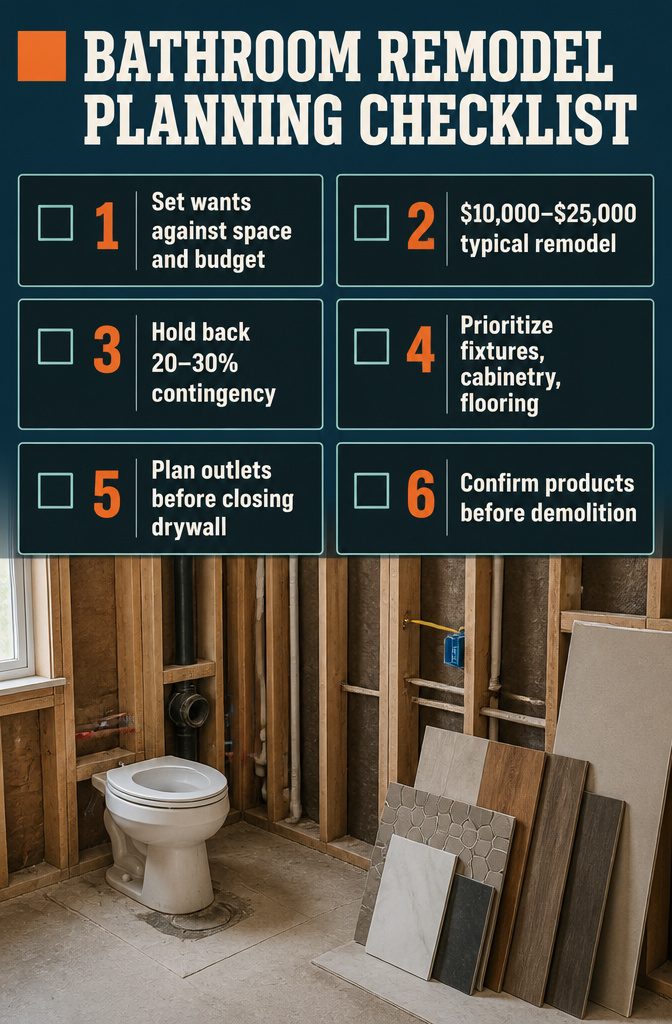 18 Ways to Style a Modern Bathroom 20 Bathroom Remodel Planning Checklist with budget and project planning points