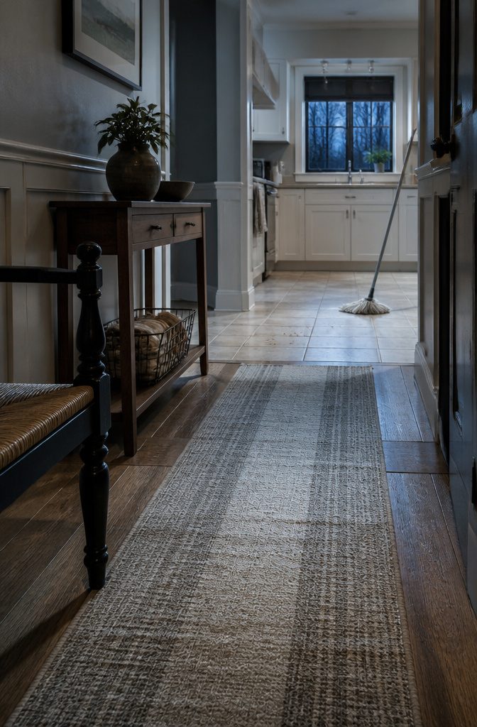 Vacuum and mop beside a clean hard floor