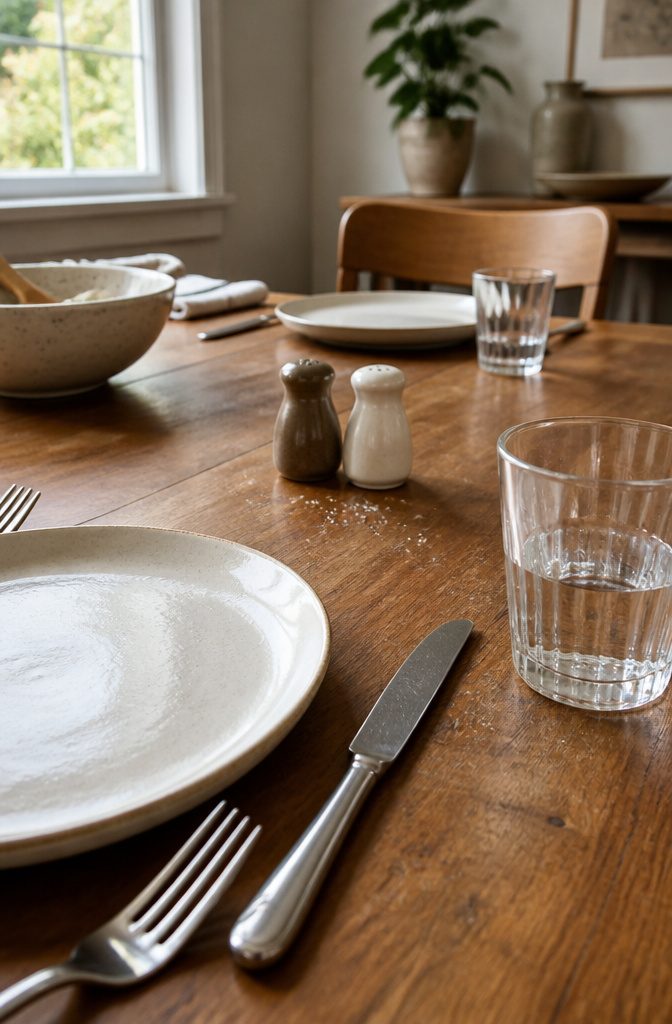 How to Set a Table for Dinner in 7 Steps 11 Salt and pepper shakers between dinner plates flatware and water glasses